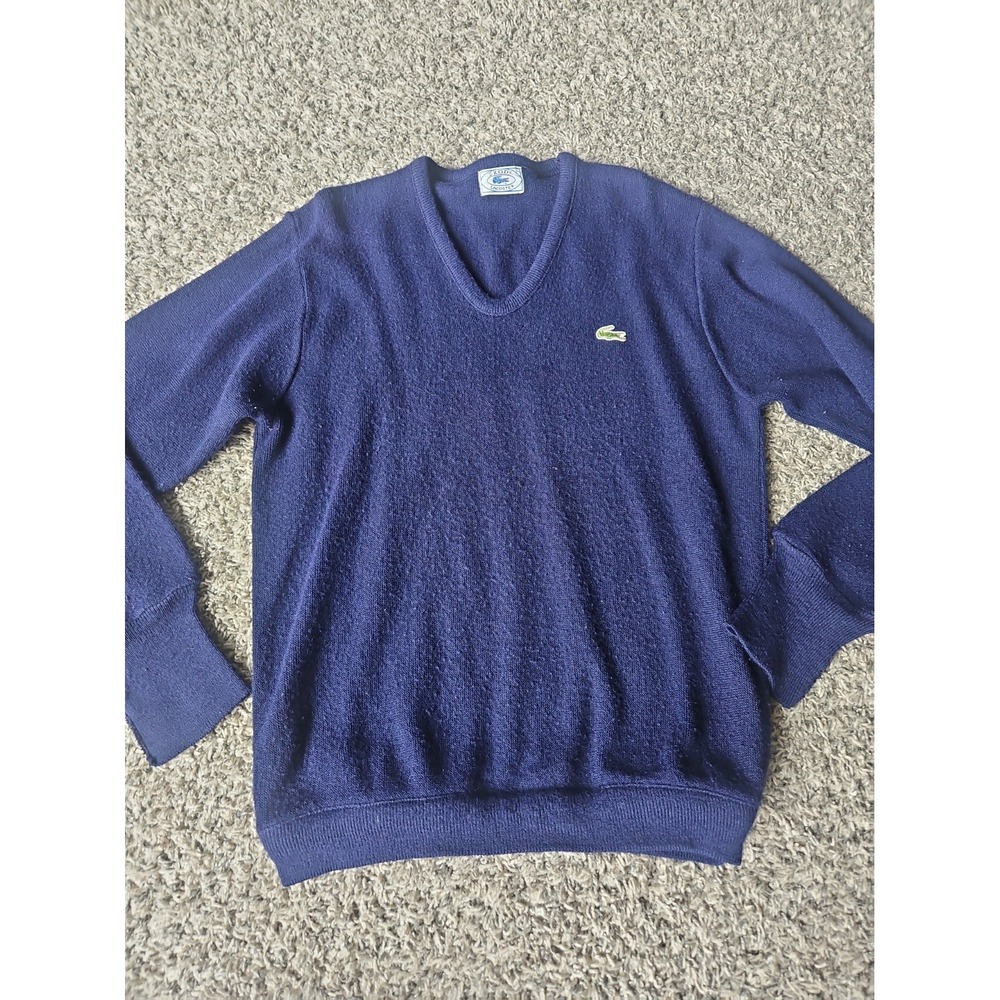 Vintage Lacoste Izod 80s Knit Sweater Orlon Acrylic Navy Blue Women's USA